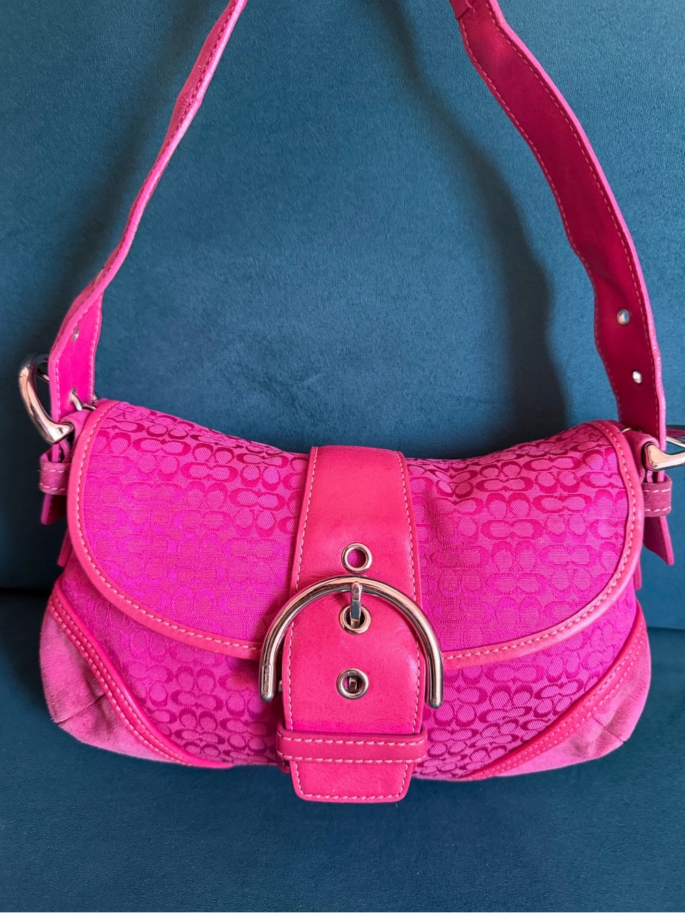 Coach 6818 Mini Soho Signature Canvas Buckle Shoulder Bag in Pink - Picture 16 of 17